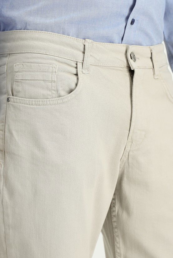 Erkek Giyim - Slim Fit Dar Kesim Likralı Kanvas / Chino Pantolon