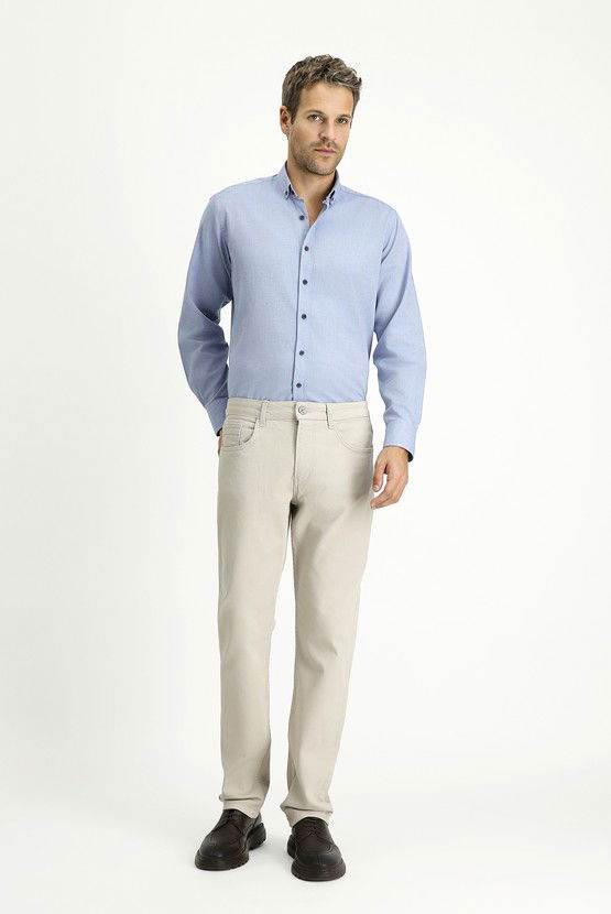 Erkek Giyim - Slim Fit Dar Kesim Likralı Kanvas / Chino Pantolon