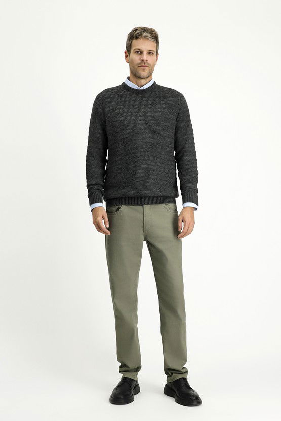 Erkek Giyim - Regular Fit Likralı Kanvas / Chino Pantolon