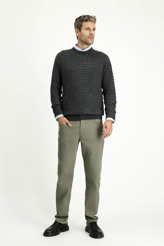 Erkek Giyim - Regular Fit Likralı Kanvas / Chino Pantolon