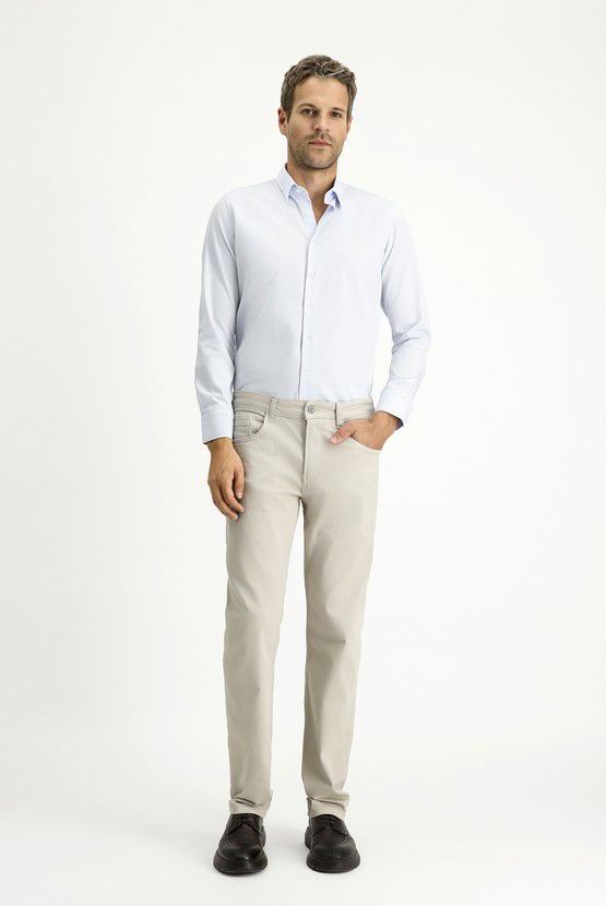 Erkek Giyim - Uzun Kol Slim Fit Dar Kesim Non Iron Klasik Desenli Pamuklu Gömlek