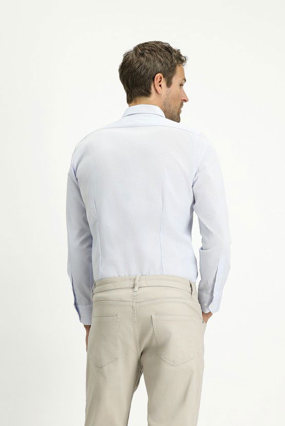 Erkek Giyim - Uzun Kol Slim Fit Dar Kesim Non Iron Klasik Desenli Pamuklu Gömlek