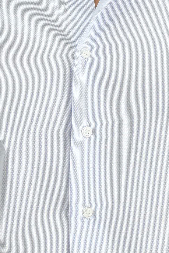 Erkek Giyim - Uzun Kol Slim Fit Dar Kesim Non Iron Klasik Desenli Pamuklu Gömlek