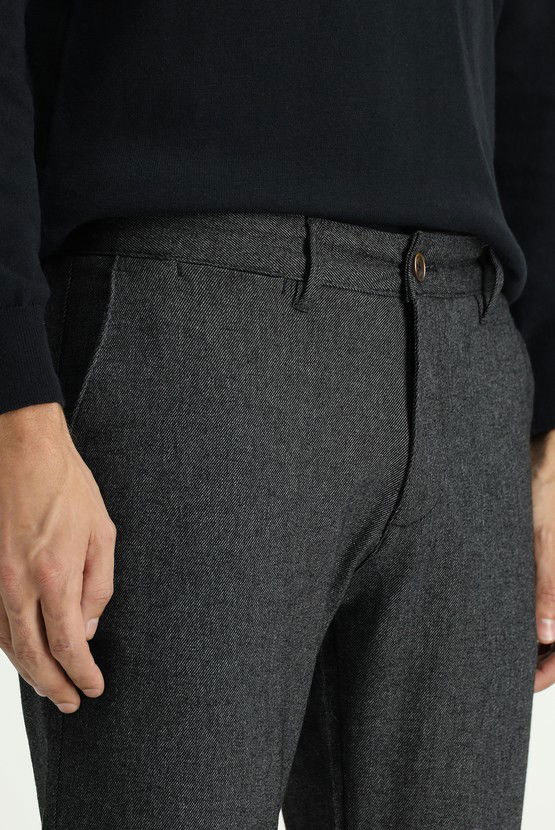 Erkek Giyim - Slim Fit Dar Kesim Likralı Kanvas / Chino Pantolon