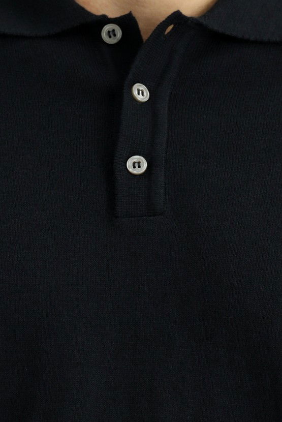Erkek Giyim - Polo Yaka Regular Fit Pamuklu Kaşmirli Triko Kazak