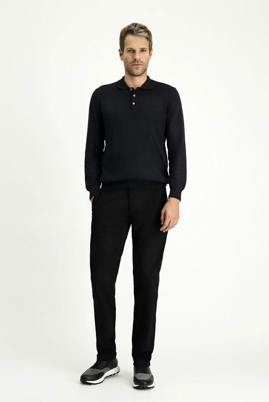 Erkek Giyim - Regular Fit Desenli Likralı Kanvas / Chino Pantolon