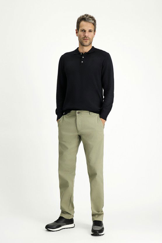 Erkek Giyim - Regular Fit Desenli Likralı Kanvas / Chino Pantolon