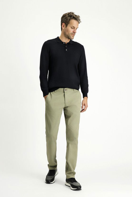 Erkek Giyim - Regular Fit Desenli Likralı Kanvas / Chino Pantolon