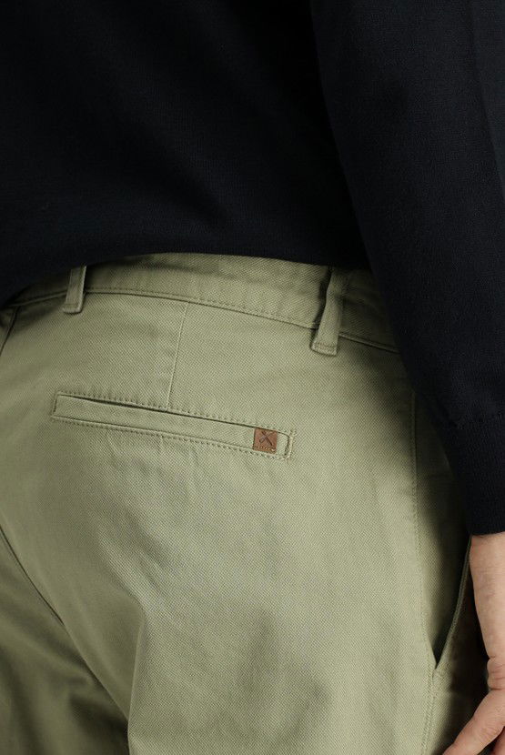 Erkek Giyim - Regular Fit Desenli Likralı Kanvas / Chino Pantolon