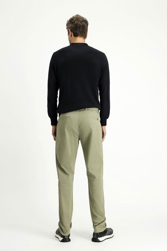 Erkek Giyim - Regular Fit Desenli Likralı Kanvas / Chino Pantolon