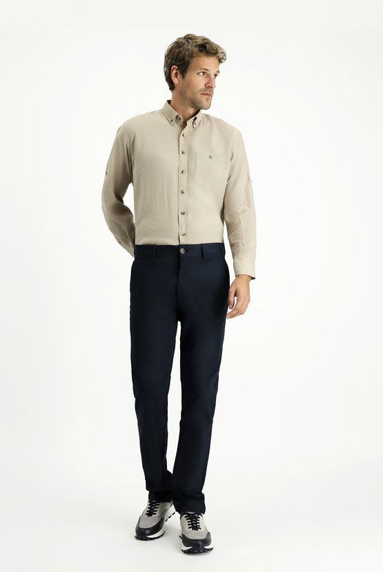 Erkek Giyim - Regular Fit Likralı Kanvas / Chino Pantolon