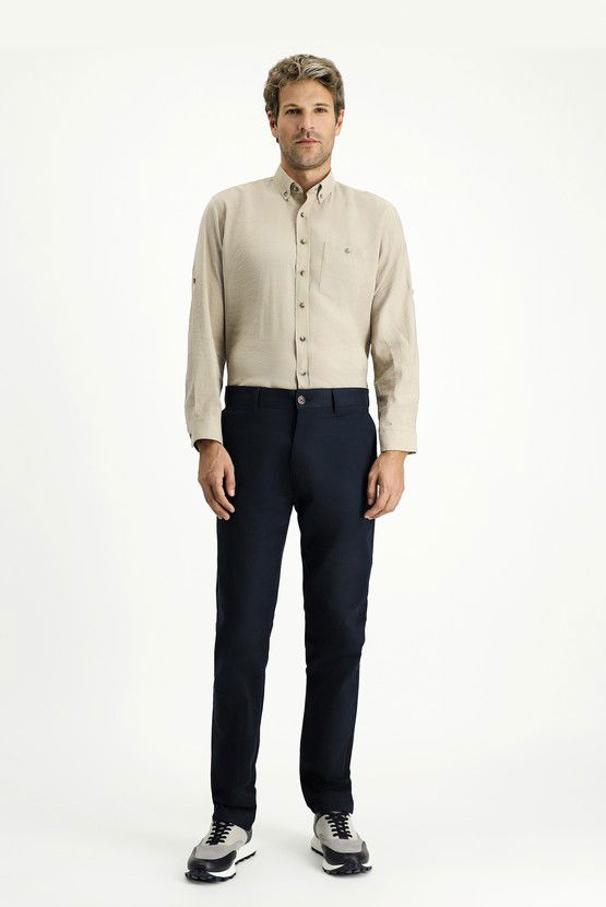 Erkek Giyim - Regular Fit Likralı Kanvas / Chino Pantolon