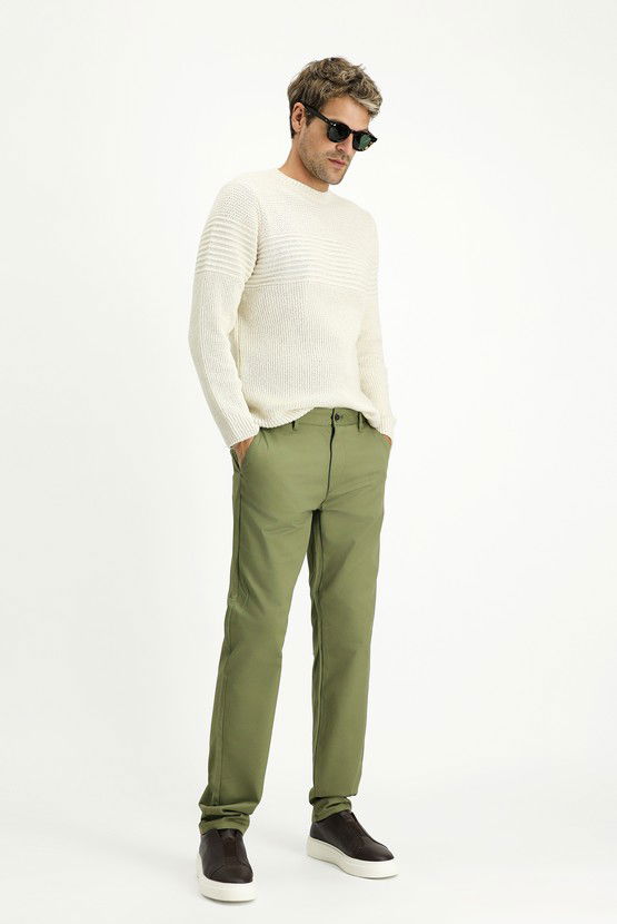 Erkek Giyim - Regular Fit Likralı Kanvas / Chino Pantolon