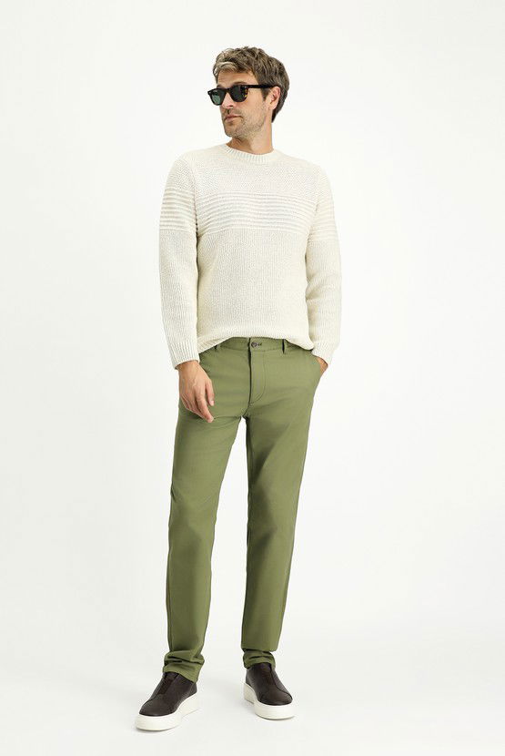 Erkek Giyim - Regular Fit Likralı Kanvas / Chino Pantolon