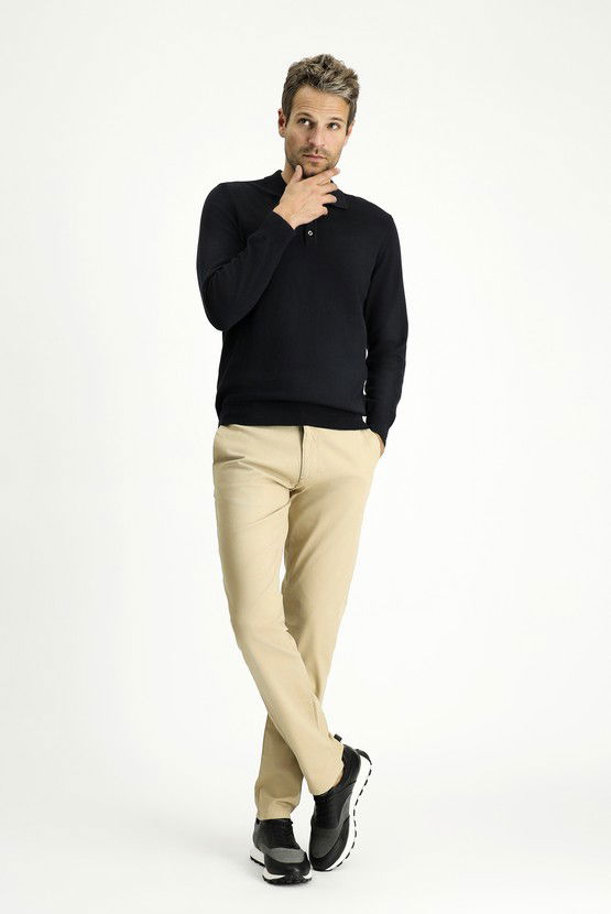 Erkek Giyim - Slim Fit Dar Kesim Likralı Kanvas / Chino Pantolon