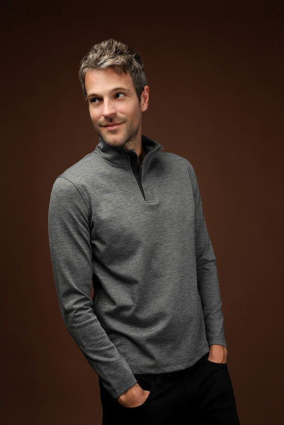 Erkek Giyim - Bato Yaka Regular Fit Fermuarlı Sweatshirt