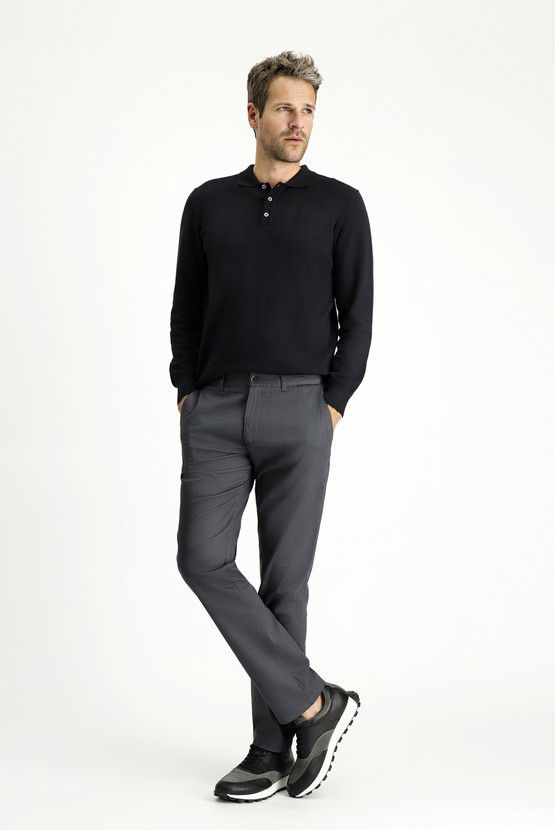 Erkek Giyim - Regular Fit Likralı Kanvas / Chino Pantolon