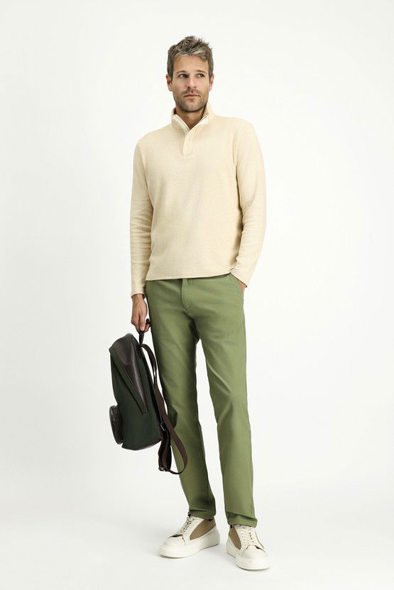 Erkek Giyim - Slim Fit Dar Kesim Likralı Kanvas / Chino Pantolon