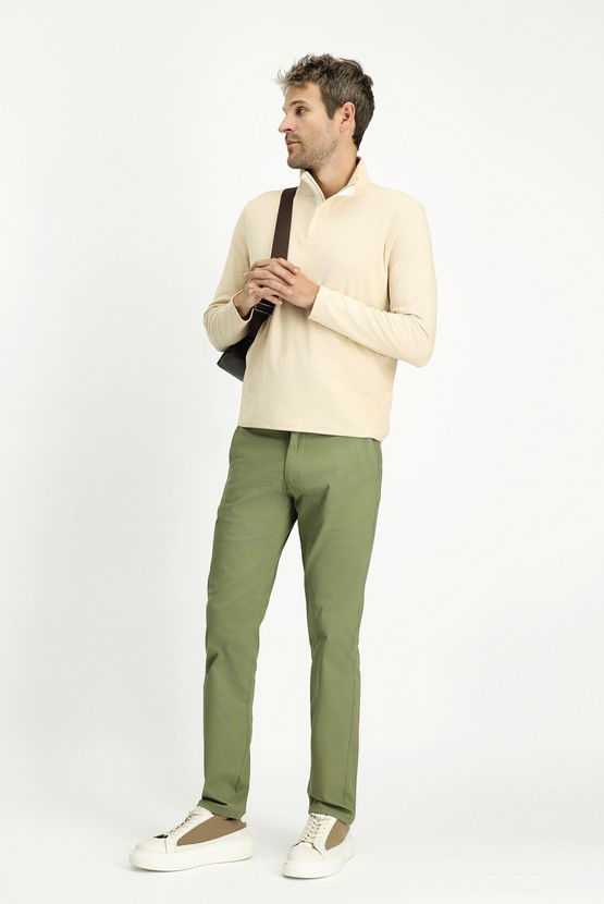 Erkek Giyim - Slim Fit Dar Kesim Likralı Kanvas / Chino Pantolon