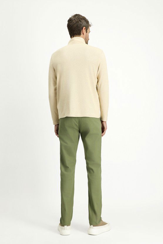 Erkek Giyim - Slim Fit Dar Kesim Likralı Kanvas / Chino Pantolon