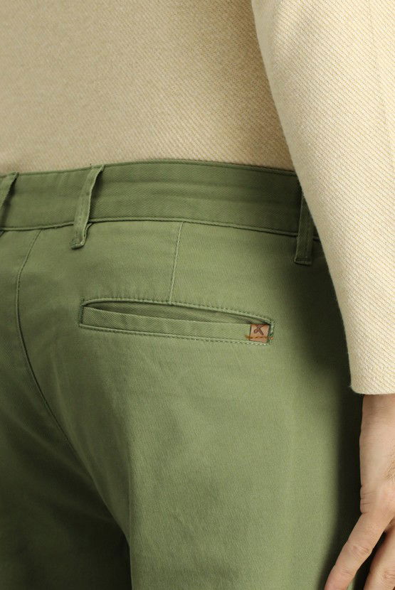 Erkek Giyim - Slim Fit Dar Kesim Likralı Kanvas / Chino Pantolon