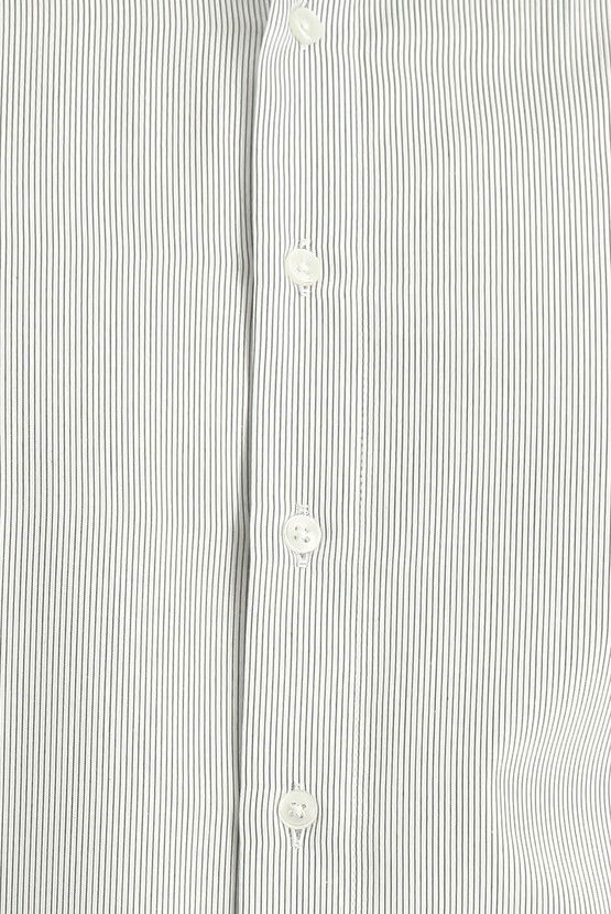 Erkek Giyim - Uzun Kol Slim Fit Dar Kesim Pamuk Çizgili Klasik Gömlek