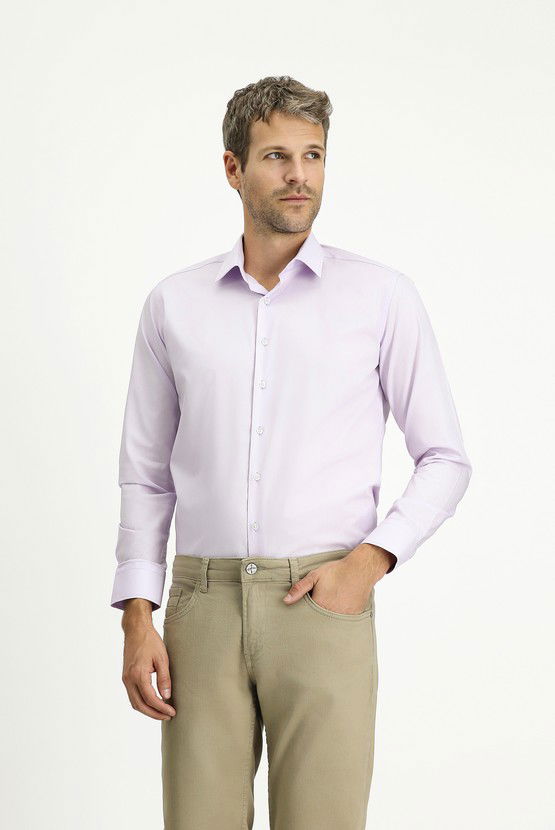 Erkek Giyim - Uzun Kol Slim Fit Dar Kesim Pamuk Klasik Gömlek