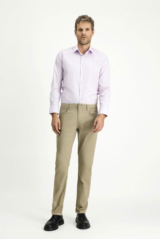 Erkek Giyim - Uzun Kol Slim Fit Dar Kesim Pamuk Klasik Gömlek