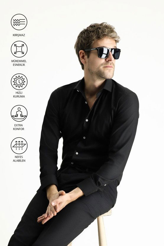 Erkek Giyim - Techno-Line Uzun Kol Slim Fit Dar Kesim Klasik Gömlek