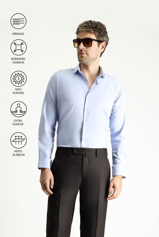 Erkek Giyim - Techno-Line Uzun Kol Slim Fit Dar Kesim Klasik Gömlek