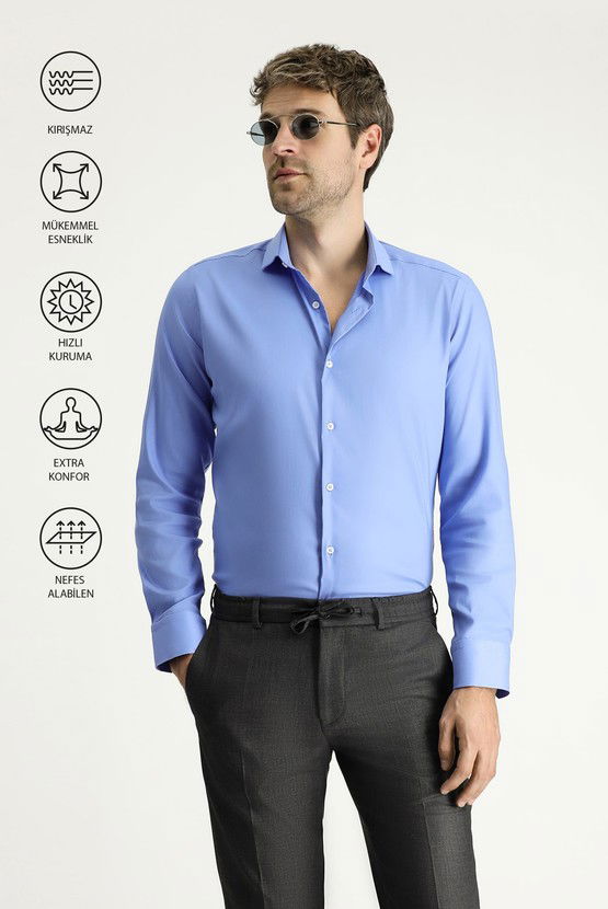 Erkek Giyim - Techno-Line Uzun Kol Slim Fit Dar Kesim Klasik Gömlek