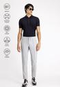  AÇIK GRİ  Techno-Line Super Slim Fit Ekstra Dar Kesim Likralı Beli Lastikli İpli Klasik Kumaş Pantolon