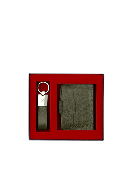 Erkek Giyim - 2'li Deri Kartlık & Anahtarlık Set