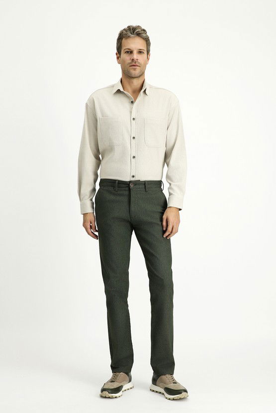 Erkek Giyim - Regular Fit Likralı Kanvas / Chino Pantolon