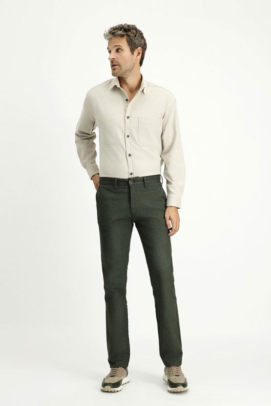 Erkek Giyim - Regular Fit Likralı Kanvas / Chino Pantolon