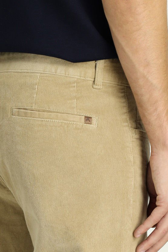 Erkek Giyim - Slim Fit Dar Kesim Likralı Kadife Pantolon