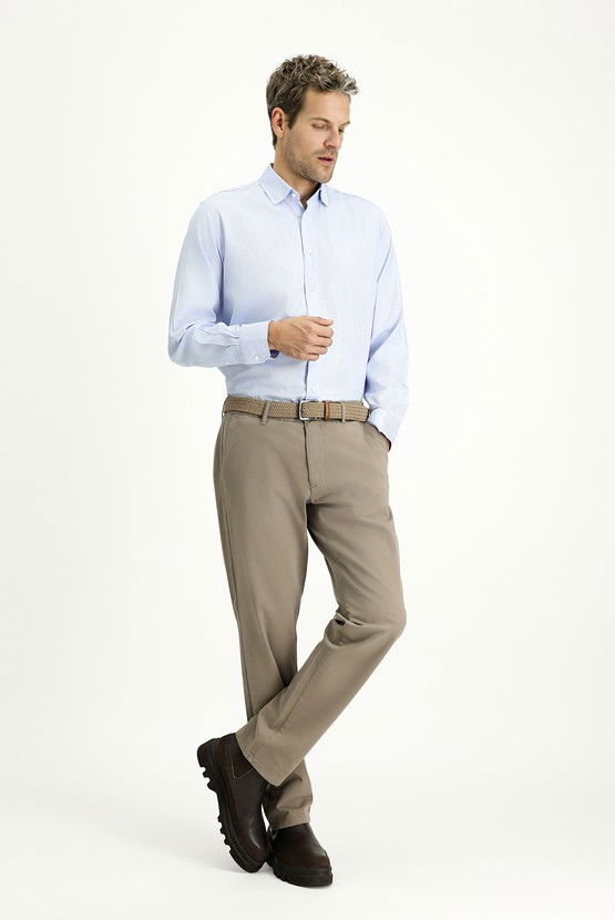 Erkek Giyim - Slim Fit Dar Kesim Likralı Kanvas / Chino Pantolon