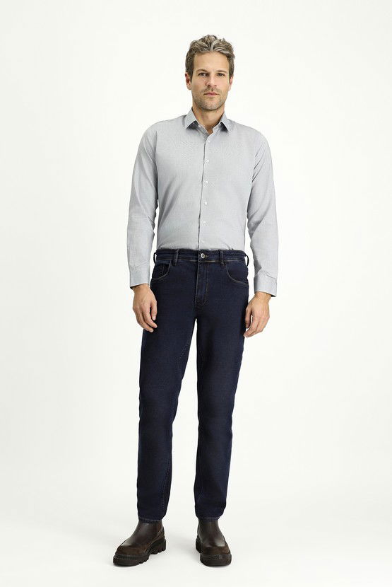 Erkek Giyim - Uzun Kol Slim Fit Dar Kesim Desenli Pamuk Klasik Gömlek