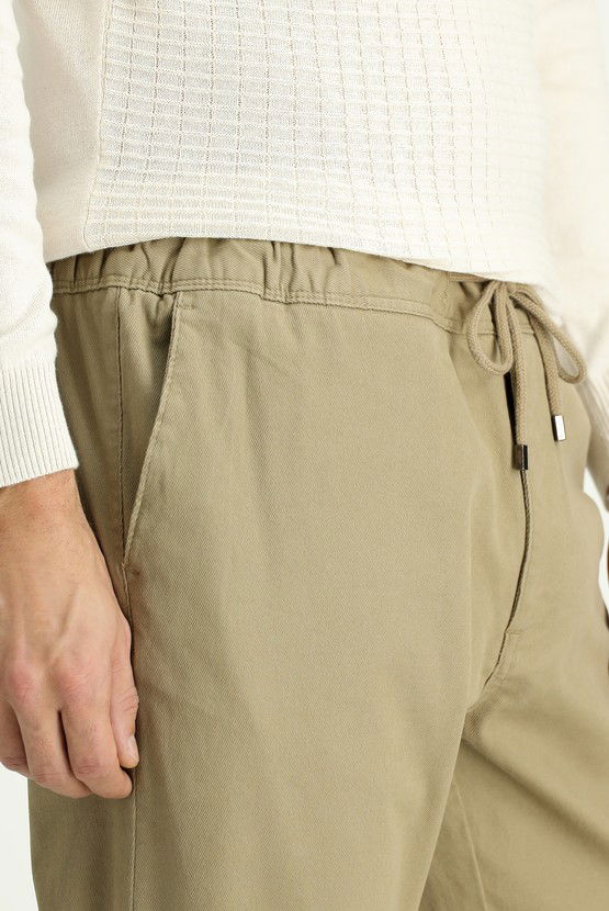Erkek Giyim - Slim Fit Dar Kesim Likralı Beli Lastikli İpli Pantolon