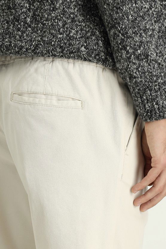 Erkek Giyim - Slim Fit Dar Kesim Likralı Beli Lastikli İpli Pantolon