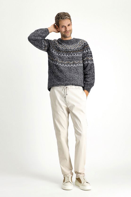 Erkek Giyim - Slim Fit Dar Kesim Likralı Beli Lastikli İpli Pantolon