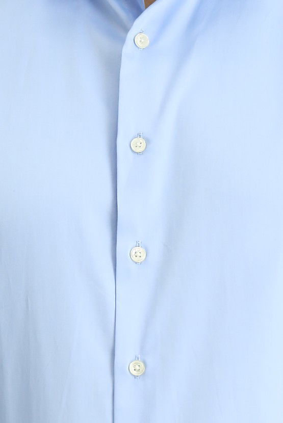 Erkek Giyim - Uzun Kol Slim Fit Dar Kesim Klasik Pamuk Gömlek
