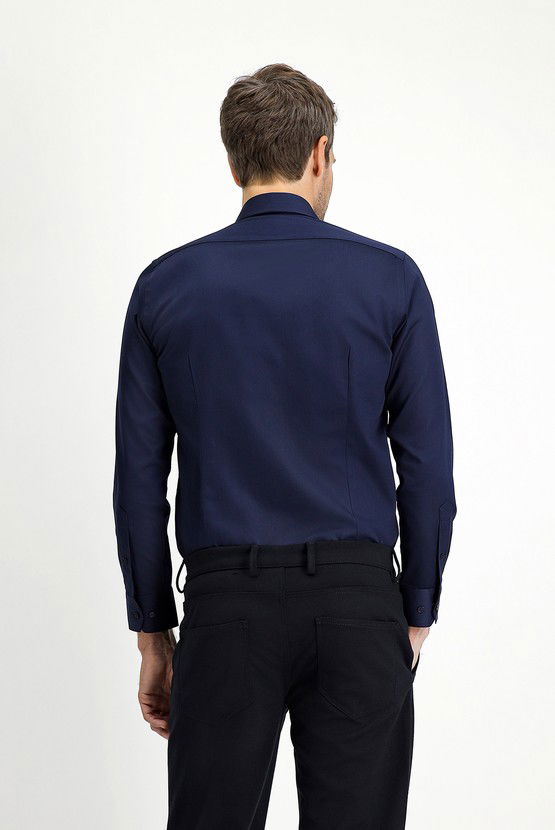 Erkek Giyim - Uzun Kol Slim Fit Dar Kesim Klasik Pamuk Gömlek