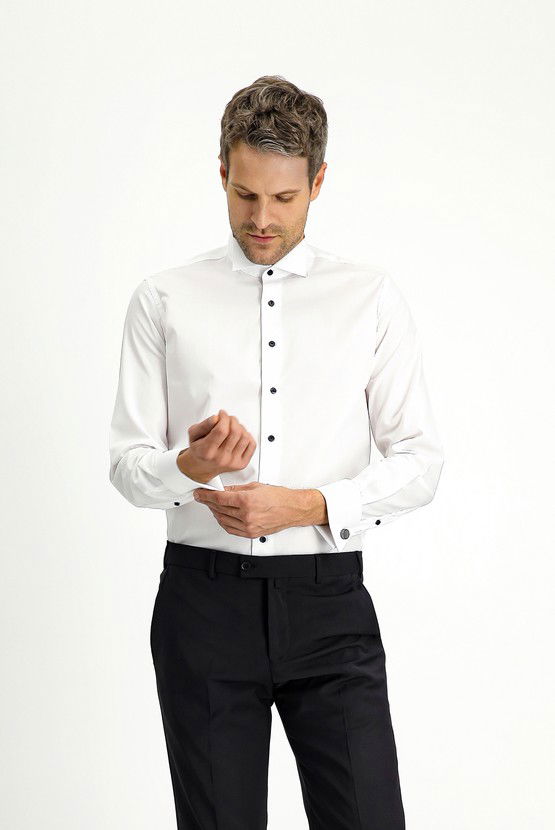 Erkek Giyim - Ata Yaka Slim Fit Dar Kesim Pamuk Gömlek