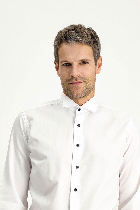 Erkek Giyim - Ata Yaka Slim Fit Dar Kesim Pamuk Gömlek