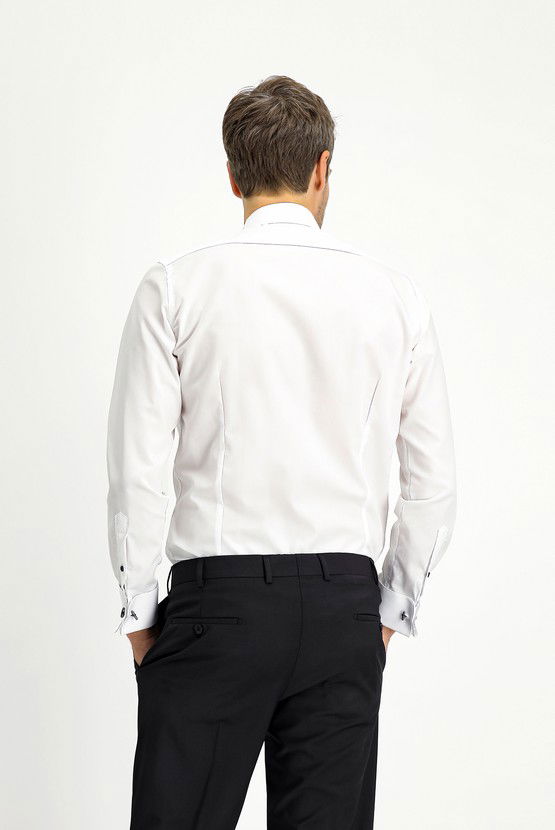 Erkek Giyim - Ata Yaka Slim Fit Dar Kesim Pamuk Gömlek