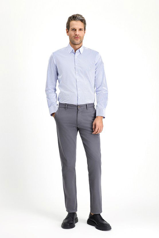 Erkek Giyim - Slim Fit Dar Kesim Likralı Kanvas / Chino Pantolon