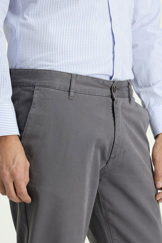 Erkek Giyim - Slim Fit Dar Kesim Likralı Kanvas / Chino Pantolon