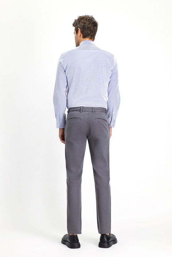 Erkek Giyim - Slim Fit Dar Kesim Likralı Kanvas / Chino Pantolon