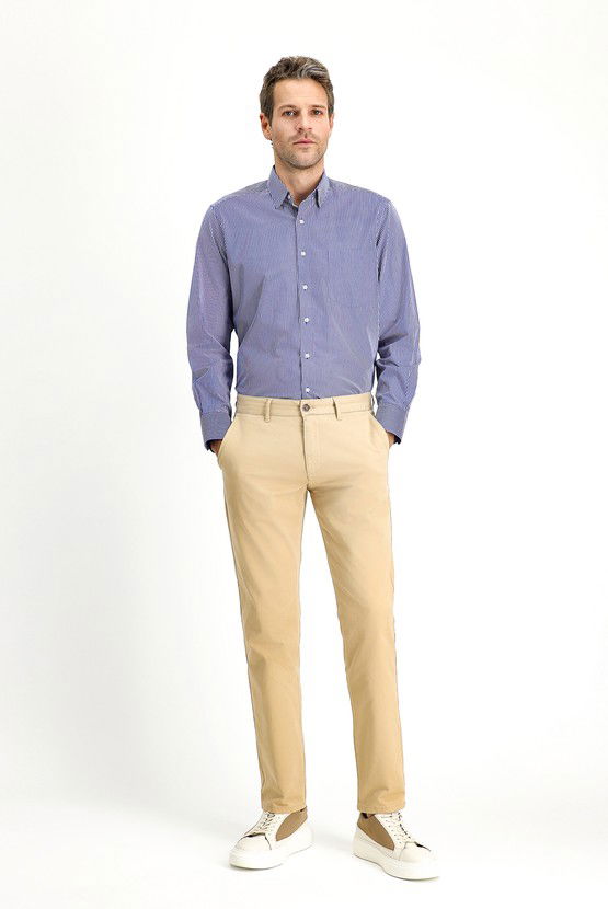 Erkek Giyim - Slim Fit Dar Kesim Likralı Kanvas / Chino Pantolon